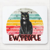 Retro Zwarte Kat Ew Mensen Muismat (Voorkant)