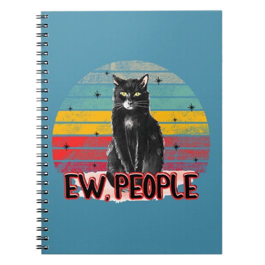Retro Zwarte Kat Ew Mensen Notitieboek (Voorkant)