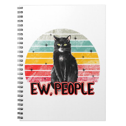 Retro Zwarte Kat Ew Mensen Notitieboek (Voorkant)