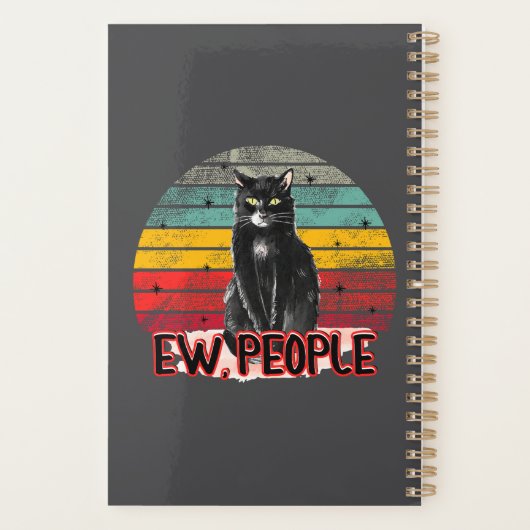 Retro Zwarte Kat Ew Mensen Planner (Achterkant)