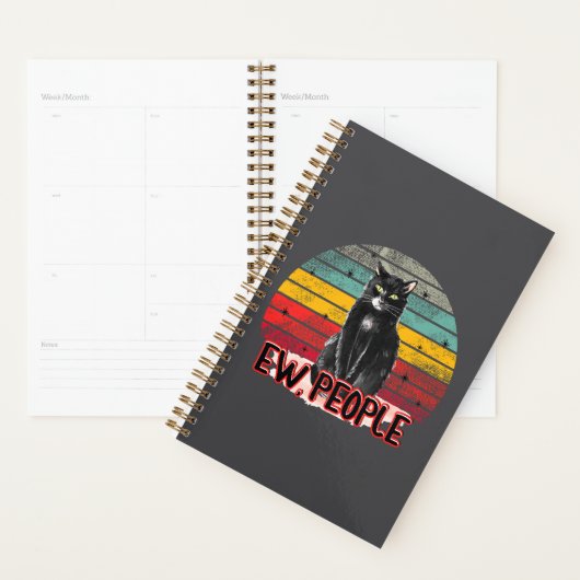 Retro Zwarte Kat Ew Mensen Planner (Display)