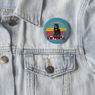 Retro Zwarte Kat Ew Mensen Ronde Button 5,7 Cm