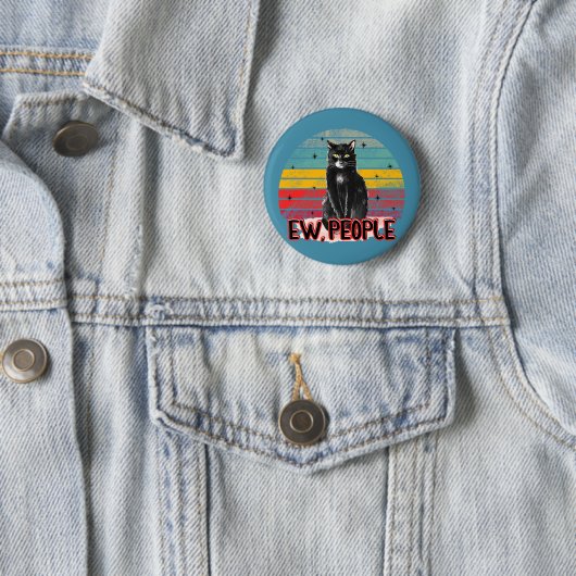 Retro Zwarte Kat Ew Mensen Ronde Button 5,7 Cm (In situ)