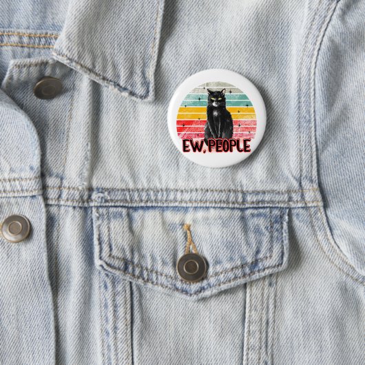 Retro Zwarte Kat Ew Mensen Ronde Button 5,7 Cm (In situ)