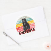 Retro Zwarte Kat Ew Mensen Ronde Sticker (Envelop)