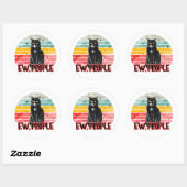 Retro Zwarte Kat Ew Mensen Ronde Sticker (Vel)