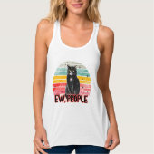 Retro  Zwarte Kat Ew Mensen Tanktop (Voorkant)