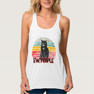 Retro Zwarte Kat Ew Mensen Tanktop