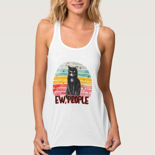 Retro  Zwarte Kat Ew Mensen Tanktop (Voorkant)
