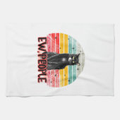 Retro Zwarte Kat Ew Mensen Theedoek (Horizontaal)