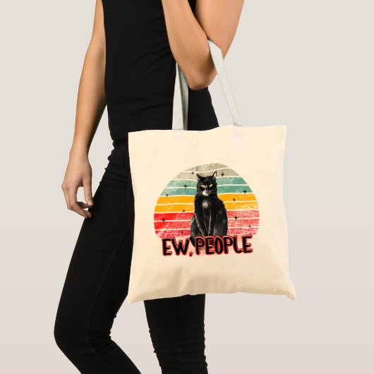 Retro Zwarte Kat Ew Mensen Tote Bag (Voorkant (product))