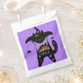 Retro Zwarte Kat Grappig Halloween Bedankzakje (Geknipt)