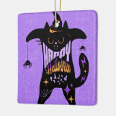 Retro Zwarte Kat Grappig Halloween Keramisch Ornament (Links)