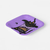 Retro Zwarte Kat Grappig Halloween Papieren Bordje (Gebogen)