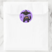 Retro Zwarte Kat Grappig Halloween Ronde Sticker (Tas)