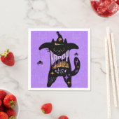 Retro Zwarte Kat Grappig Halloween Servet (Insitu)