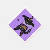 Retro Zwarte Kat Grappig Halloween Servet (Hoek)