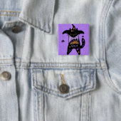 Retro Zwarte Kat Grappig Halloween Vierkante Button 5,1 Cm (In situ)