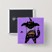Retro Zwarte Kat Grappig Halloween Vierkante Button 5,1 Cm (Voorkant /achterkant)