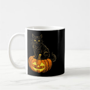 Retro Zwarte Kat Halloween Pompoen Kostuum Voor Koffiemok