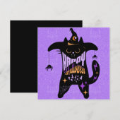 Retro Zwarte Kat Heks Grappige Halloween Kaart (Voorkant / Achterkant)