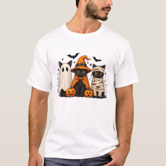 Retro Zwarte Kat Heks Verschrikkelijke Halloween P T-shirt