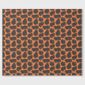 Retro Zwarte Kat in Oranje Cadeaupapier (Vlak)