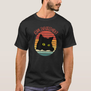 Retro Zwarte Kat Klauw Handhaving T-shirt