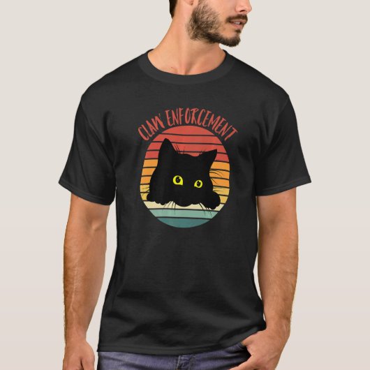 Retro Zwarte Kat Klauw Handhaving T-shirt (Voorkant)