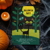 Retro zwarte kat | kostuum Halloween feest Kaart