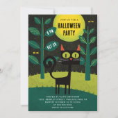 Retro zwarte kat | kostuum Halloween feest Kaart (Voorkant)