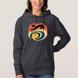Retro Zwarte Kat Kunst Hoodie