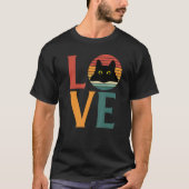 Retro zwarte kat liefde t-shirt (Voorkant)