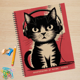 Retro Zwarte Kat, Mastermind aan het Werk & Naam,  Notitieboek