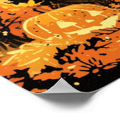Retro Zwarte Kat met Jack-o'-Lanterns Poster (Hoek)