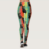 Retro Zwarte Kat Patroon Leggings (Achterkant)