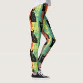 Retro Zwarte Kat Patroon Leggings (Rechts)