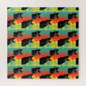 Retro zwarte kat patroon legpuzzel (Horizontaal)