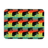Retro zwarte kat patroon magneet (Horizontaal)