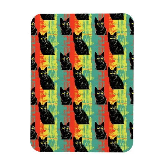 Retro zwarte kat patroon magneet (Verticaal)