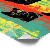 Retro zwarte kat patroon perfect poster (Hoek)