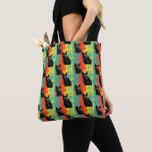 Retro zwarte kat patroon tote bag (Dichtbij)