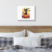 Retro Zwarte Kat Pompoen Halloween Kostuum Herfst Canvas Afdruk (Insitu (Slaapkamer))