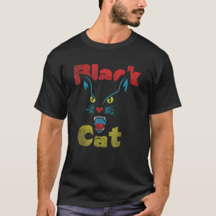 Retro Zwarte Kat Retro Vuurwerk Vintage Halloween  T-shirt