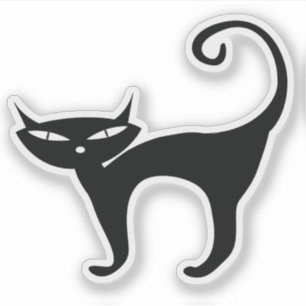 Retro zwarte kat silhouet sticker