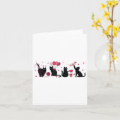 Retro Zwarte Kat Spelen Hart Valentijnsdag Cat K Kaart (Gele Bloem)