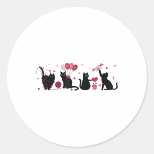 Retro Zwarte Kat Spelen Hart Valentijnsdag Cat K Ronde Sticker