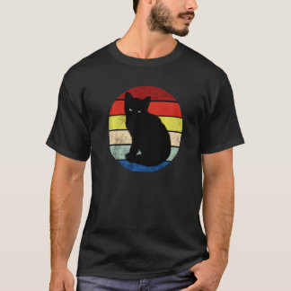 Retro  zwarte kat t-shirt