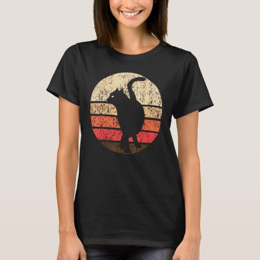 Retro  zwarte kat t-shirt (Voorkant)