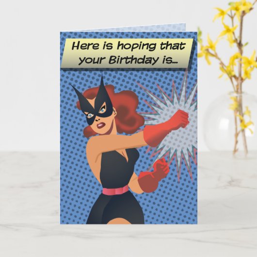 Retro Zwarte Kat Verjaardag Kaart (Gele Bloem)